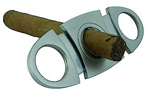SILVER MATCH - Coupe Cigares forme ovale double guillotine, double lame en acier inoxydable. Toute taille de cigare