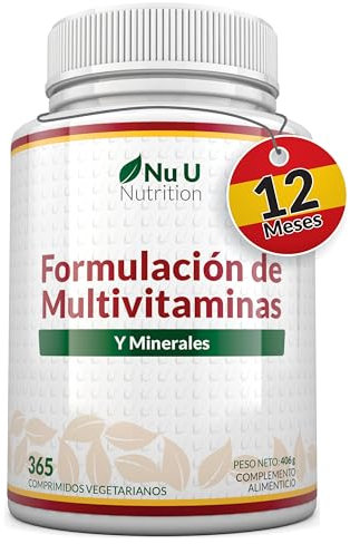 Multivitamin Tablets for Men & Women - 365 Tablets - 1 Year Supply - 25 A-Z Multivitamins & Minerals Including Iron, Zinc & Vitamin D - One a Day - Made in The UK - Nu U Nutrition