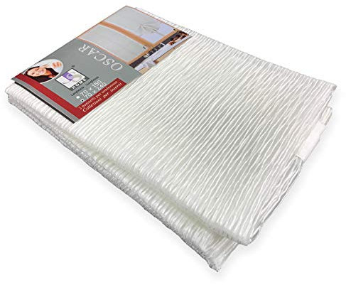 Tex family Coppia Tenda Vetro Oscar Bianco – Moderna Semitrasparente in Poliestere Rigato – 2 Teli Eleganti, Lavabile, Pronta all'Uso - COPPIA (2 TELI) CM. 70X240