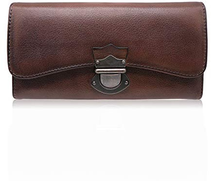 LETEULO Geldbörse Damen Leder Gross Geldbeutel Groß Viele Fächer mit 18 Kartenfächer Lang Portemonnaie Frauen Damen Portmonee Leder mit Reißverschluss Kaffee