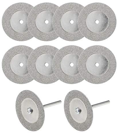 sourcing map 10 Pcs 35mm Diamond Cutting Wheels Cut Off Wheel with 2 Pcs Mandrels for Rotary Tool