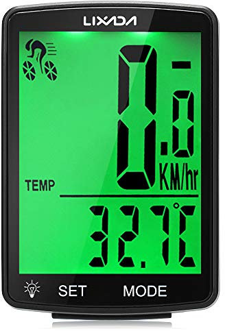 Lixada Fahrradcomputer Drahtloser multifunktionaler LCD-Bildschirm Fahrrad Regendichter Tachometer Kilometerzähler 2,8 Zoll Wasserdicht mit Temperatur, Stoppuhr, Kalorienverbrauch
