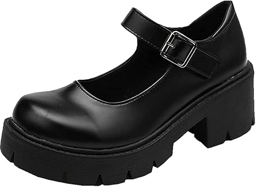 Ulalaza Women's Platform Mary Janes Heart Cat Buckle Rivets Ankle Lolita Gothic Princess Platform Pumps Patent Leather Thorn Vintage Traditional Embroidery Upper Dress Shoes