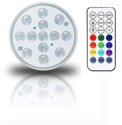 Tauchbares LED-Licht, IP68 wasserdichte Pool-Lichter mit kabelloser Fernbedienung, 13 helle Perlen, 16 RGB-Farbwechsel-LED-Duschlicht für Party, Festival, Pool (1 Stück)