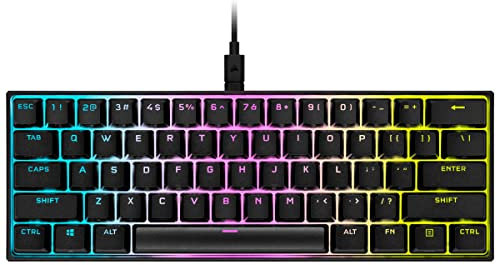 Corsair K65 RGB MINI 60% Wired Mechanical Gaming Keyboard - CHERRY MX RED Switches - PBT Double-Shot Keyboards - iCUE Compatible - QWERTY ES - PC, Mac, Xbox - Black