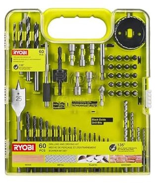 RYOBI RAKDD60 Set mit 60 Teilen zum Bohren und Schrauben