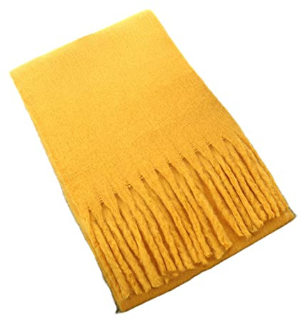 WLLDDDIU Winterschal Gelb - Weicher Warmer Dicke Decke Mit Zöpfen Und Quasten - Kaschmir-Gefühl Langer Großer Trendiger Stola-Schal Für Frauen Und Mädchen