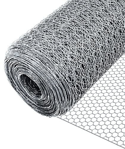 VOUNOT Chicken Wire Mesh Roll, Galvanized Hexagonal Wire Mesh Fencing, Wire Poultry Netting, 1m x 50m, Hole Size: 13mm, Silver