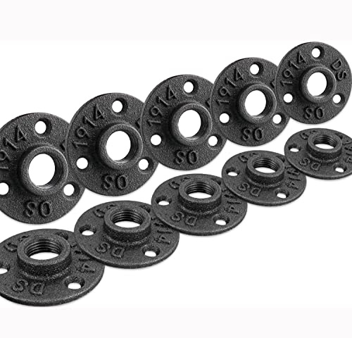 MdSd 10pcs Flangia Filettata 1'' Nera,1 Pollice Flangia da Pavimento con 3 Fori, Flangia per Tubi in Ferro per Supporto Tubo per Arredamento Stile Industriale Vintage