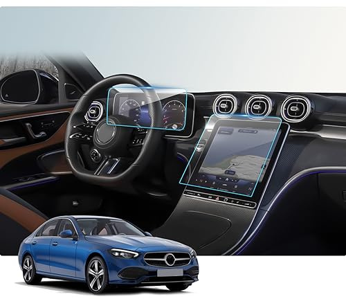 BIBIBO M-ercedes W206 / GLC X254 Navigation + Digital Cockpit pellicola protettiva per display per M-ercedes Benz Classe C W206 / GLC X254 2022-2024, pellicola protettiva in vetro temperato 9H