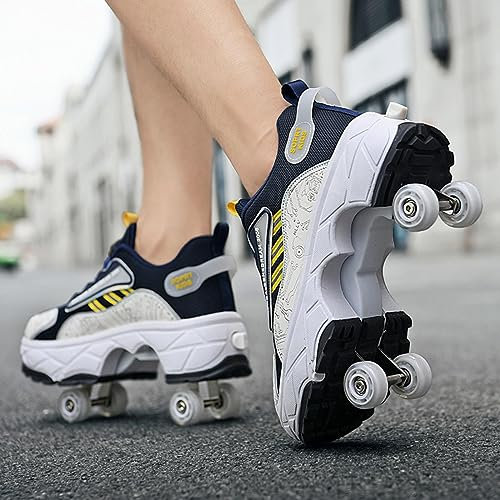 GRFIT Schuhe mit Rollen, Rollschuhe Skateboard Schuhe Kinderschuhe Mit Rollen Skate Shoes Rollen Schuhe Sportschuhe Laufschuhe Sneakers Mit Rollen für mädchen Und Damen,36