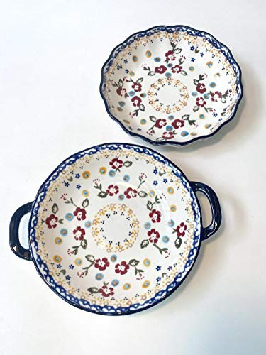 YIHANSS Tableware Polish Porcelain Hand-Painted Ceramic Soup Bowl Household Plate lace Plate deep Plate Double Ear Plate Rice Bowl-C