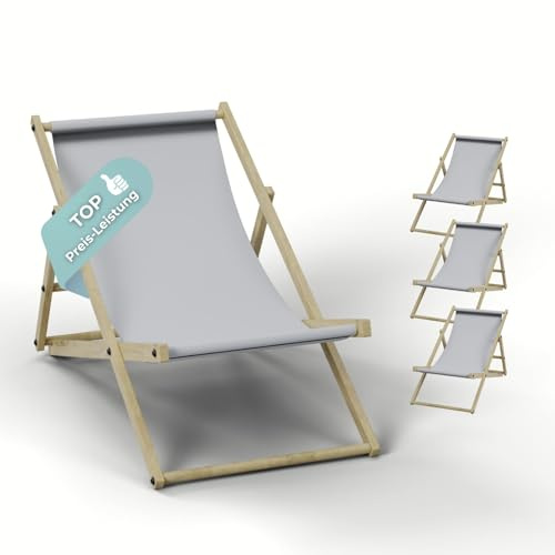 HAGO Liegestuhl Beige Liege Stuhl Strand Strandliege Sonnenliege Gartenliege Klappstuhl Lounge Chill 4 Stück