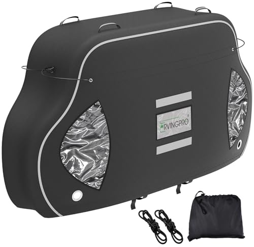 RVINGPRO Bike Cover for Transport on Rack - Bike Cover for 2 Bikes on Rear Bike Rack, 600D Oxford Bicycle Cover Waterproof Outdoor Storage or Transportation for RV/ SUVS, with 2 Bungee Cords (XL)