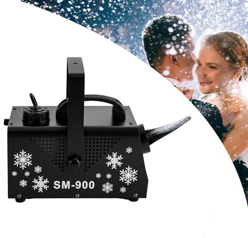Schneemaschine 900W DJ Disco Party Schneemaschine Schnee Maschine LED Snow Effekt Schaum Kanone Snow Machine für Weihnachten/Live-Konzerte/Theater, 3 Lichteffekte(Verblassen/Blitz/Sprung)