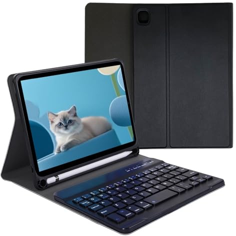 leleyo Funda Teclado para iPad Mini A17 Pro 2024 / Mini 6 8.3, Negro | Cover con Teclado inalámbrico magnético extraíble QWERTY