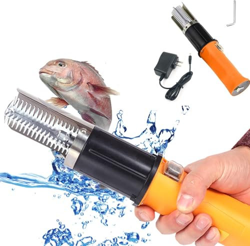 VoOqo Electric Fish Scaler, Fish Scale Portable Scraper Remover Cleaner, Stainless Steel Waterproof Powerful Motor Rechargeable Battery for Fish Scaling