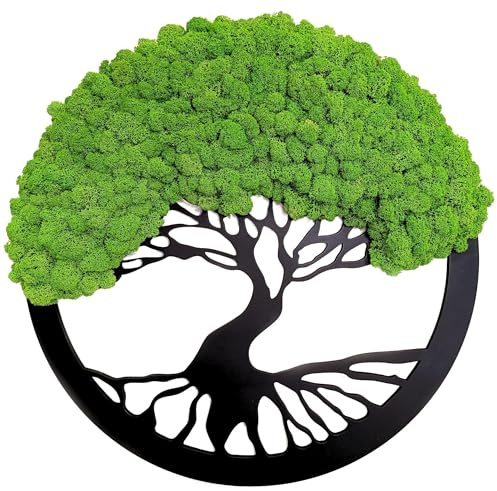 Scandinavian Moss Moosbilder in Form Eines Baumes - Schön Aussehender Wand Baum - Bringen Sie Leben Ihre Wohnung - Wandbild aus Natürlichen Rohstoffen und Deko Moos 50cm