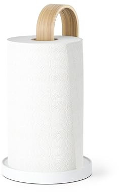 Umbra Bellwood Standing Paper Towel Holder, Wood, White/Natural