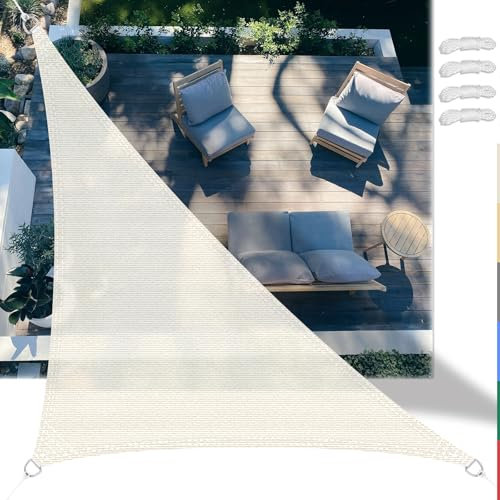 SSFMSF Tende da Sole Rete Ombreggiante 1.5x1.5x2.1m, Triangolo Telo Ombra con Protezione UV 90%, Tessuto HDPE Resistente al Vento e Traspirante, per Giardino, Terrazza, Balcone - Bianco