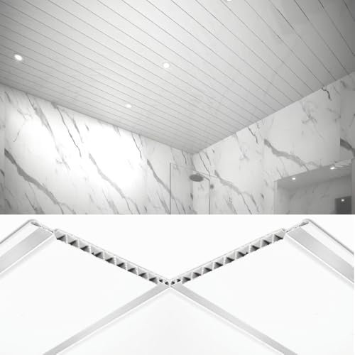 Virtual Plastics Bathroom Ceiling Cladding Panels - White Gloss Finish with Chrome Strips - 200mm (W) x 4 Metres (L) - 4 Length Pack