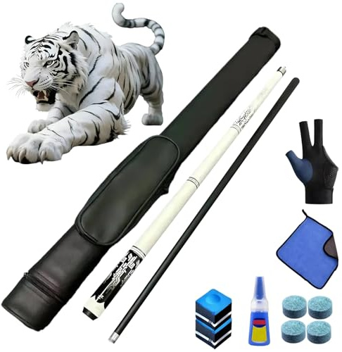 ZFFOZZ Taco de Billar de Fibra de Carbono White Tiger 1/2 Snooker de 10 mm/11,5 mm/13 mm, Profesional con Estuche