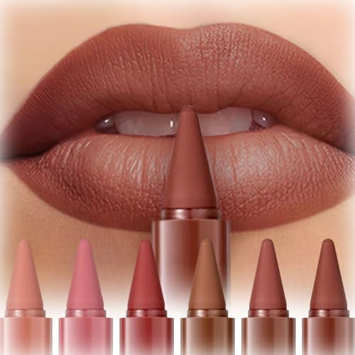 6Pcs Matte Lip Liner and Lipstick Set, Long Lasting Waterproof Gradient Lipliner & Lipstick Combo, Smudge-Proof Nude Lipsticks, Lipsticks for Older Women Mini Lip Makeup Set1