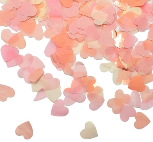 1200 Pcs Biodegradable Confetti for Wedding,Wedding Confetti with Heart Shaped-Eco-Friendly Paper for Vlentines Anniversaries,Table Confetti Apple for Christmas Hearts Hen Party Table Decoration