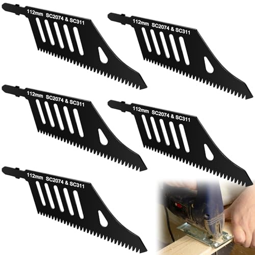 5 Stück Professional Stichsägeblatt Set, Stichsägeblätter Sägeblatt Holz, Säbelsägeblätter, T-Schaft Einnocken-Schaft Stichsägeblatt zum Schneiden Von Holz, Platten, Sperrholz, Kunststoffen, PVC