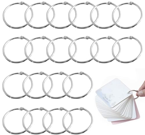 20 Pcs Book Circle Opening Rings, 25mm/1inch Inner Diameter Binding Rings, Suitable for Binding Loose Pages, Making Scrapbooks, Organizing Memos, and Even Serving as Keychains