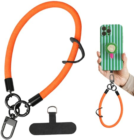 Qkbuza Mobiltelefonrem, justerbart smartphone-armband med Tether Tabs | Mobiltelefon armband - för kvinnor, män, vuxna, tonåringar, familj, vänner, tonåringar, Orange, Refer to description