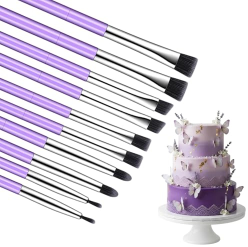 10 Pcs Cake Decorating Brushes Set Food Safe Paint Brushes Food Fondant Tools Chocolate Sugar Cookie Candy Cake Pastry Brush for Dusting Edible Glitter and Painting with Edible Color on Treats
