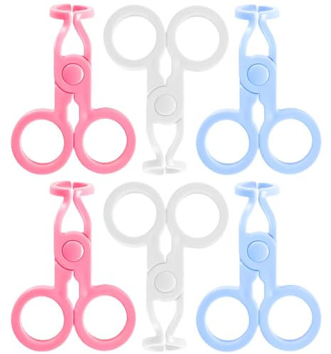 CHILDWEET 6pcs Contact Lens Remover Clips with Tweezers in White Pink Blue and Travel Use