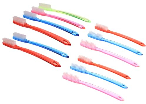SOIMISS Cepillos de Dientes Manuales para Limpieza Dental Diaria de Plástico 12 Cerdas Duras Obsequio Pequeño Incluido Color Aleatorio para Adultos y Uso en Viajes