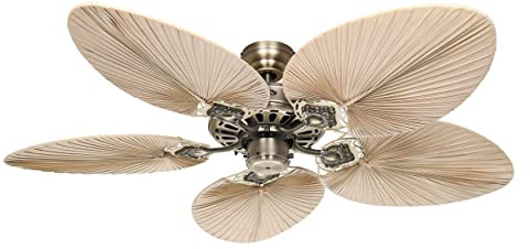 Unbekannt kaiserkraft | Deckenventilator CLASSIC ROYAL | Rotorblatt-Ø 1320 mm | oval | Palme natur/Messing antik