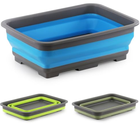 MTS Collapsible Washing Up Bowl 8L - Foldable Space Saving Pop Up Sink, Folding Camping Washbasin Water Storage Tub - Great for Caravan Travel, Outdoor Laundry, Picnic Trips