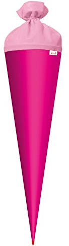 ROTH Bastelschultüte 70cm pink rund - Schultüte mit Stabiler Rot(h)-Spitze mit Filz-Verschluss