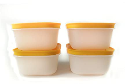 TUPPERWARE Gefrier-Behälter 450 ml weiß-orange Eis-Kristall (4) Eiskristall