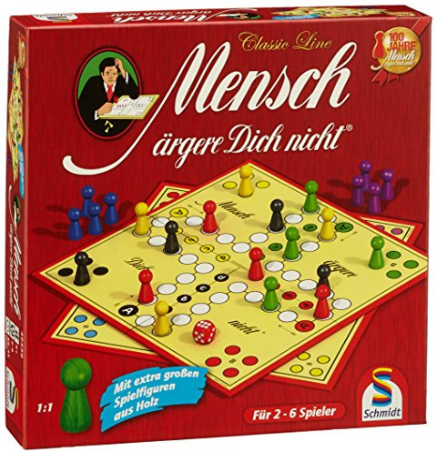 Schmidt Spiele 49330 Classic Line, Mensch ärgere Dich Nicht, mit extra großen Spielfiguren aus Holz, FFP, 2 bis 6 Spieler, bunt