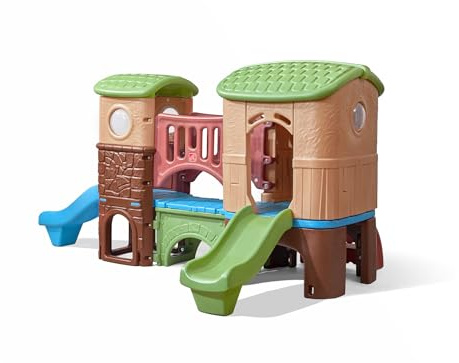 Step2 Clubhouse Climber Playset for Kids, Jungle Gym with Elevated Playhouse, Outdoor Backyard Playground Set, Two Toddler Slides, Ages 2 to 6 Years Old