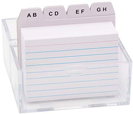 TSI Karteikasten DIN A8 gefüllt mit 100 linierten Karteikarten, inklusive Register A-Z, Art. Nr. 65980