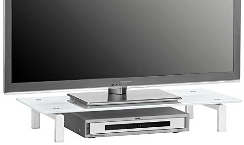 MAJA-Möbel 1603 9476 TV-Board, Metall weiß - Weißglas, Abmessungen BxHxT: 82 x 12,5 x 35 cm