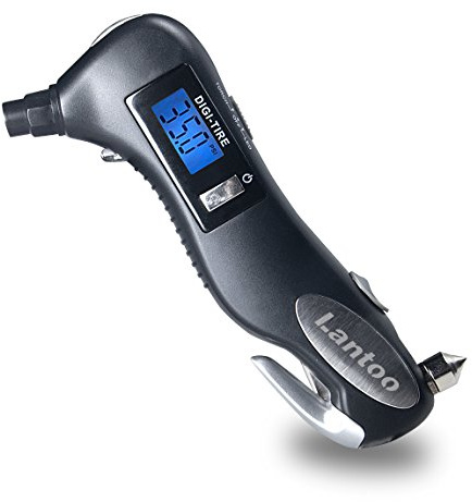 Lantoo Digital Tire Pressure Gauge 150 PSI – 5-in-1 Emergency Tool for Cars, Trucks & Bikes – Includes Seatbelt Cutter, Window Breaker, LED Flashlight & Red Safety Light - 1 Pack