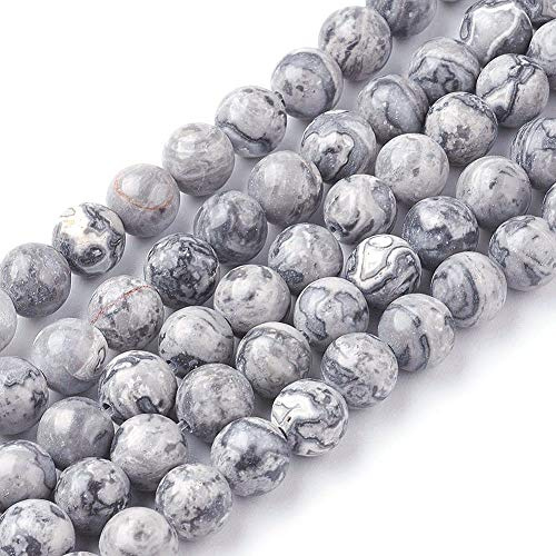 Perlin Edelstein Picasso Jaspis Perlen Schwarz Weiss 6mm Kugel Natursteine Jasper Beads 18 Stück