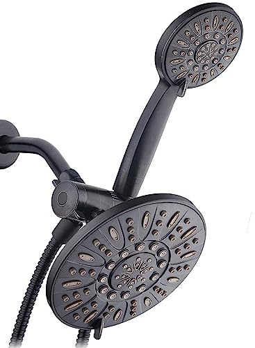 AquaDance Ölgeriebene Bronze, 17,8 cm, Premium-Hochdruck-3-Wege-Regen-Kombination mit extra langem 182,9 cm Schlauch, genießen Sie luxuriösen 6-stufigen Regenduschkopf und passende Handbrause separat