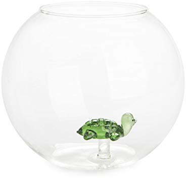 Balvi Blumenvase Atlantis Grün Farbe Vasenförmige Blüten mit grünen Schildkröte Aquarium Glas im Inne