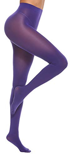 MANZI Women's Solid Color Semi Opaque Footed Tights Soft Stretch Pantyhose Indigo Small-Medium