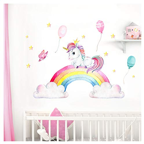 Little Deco Wandtattoo Einhorn mit Regenbogen DL535 L - 140 x 82 cm (BxH)