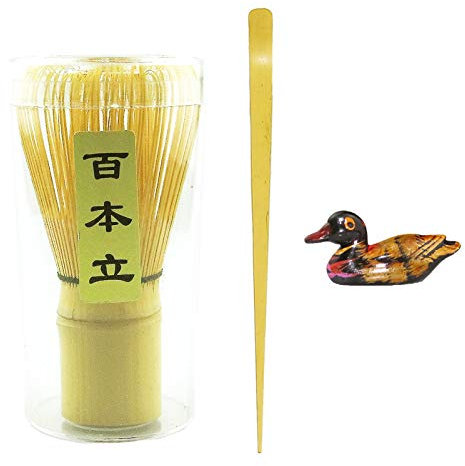 Artcome 3 Pcs Japanese Matcha Tea Set, Matcha Whisk, Traditional Scoop, Scoop Holder. Handmade Matcha Ceremony Kit For Traditional Japanese Tea Ceremony