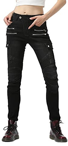 GEBIN Damen Motorradhose Motorrad Jeans Biker Trousers Motorrad Hose Fahrrad Riding Schutzhose, 4 x Schutz Ausrüstung (Black,L=W33.1''(84cm))